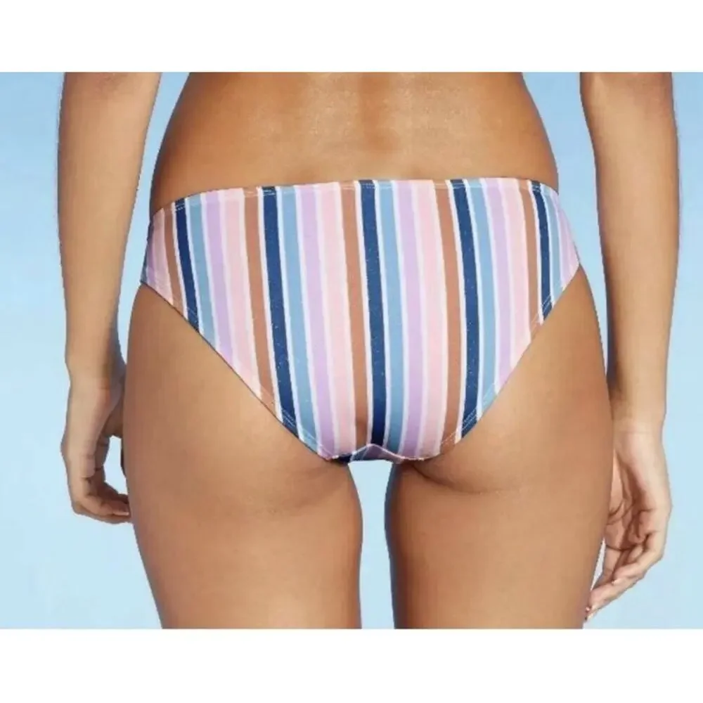 Women's' Swim Hipster Bikini Bottom Xhilaration Multi Stripe Plus Size 24W/26W
